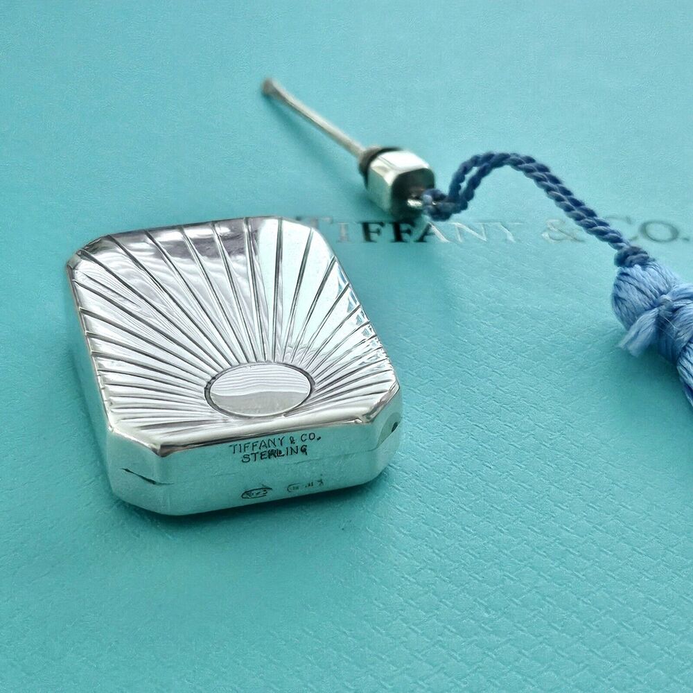 🧧SOLD🎋Vintage Tiffany & Co. Antique Silver Perfume Flask Bottle With Blue Tassel - Picture 7 of 10
